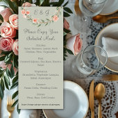 Grüner, romantischer Kranz aus der Rose Geflossene Platzkarte