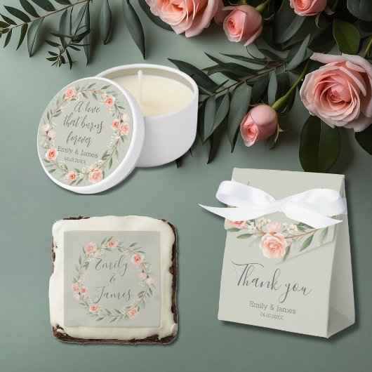 Grüner, romantischer Rose-Kranz Dankeskarte