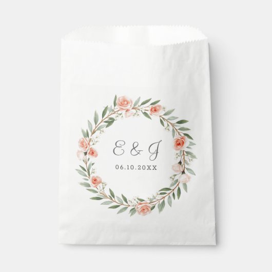 Grüner, romantischer Rose-Kranz Geschenktütchen (Vorderseite)