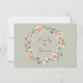 Grüner, romantischer Rose-Kranz RSVP Karte (Vorderseite)