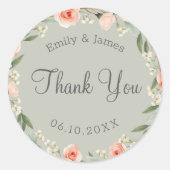Grüner, romantischer Rose-Kranz Runder Aufkleber (Vorderseite)