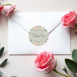 Grüner, romantischer Rose-Kranz Runder Aufkleber