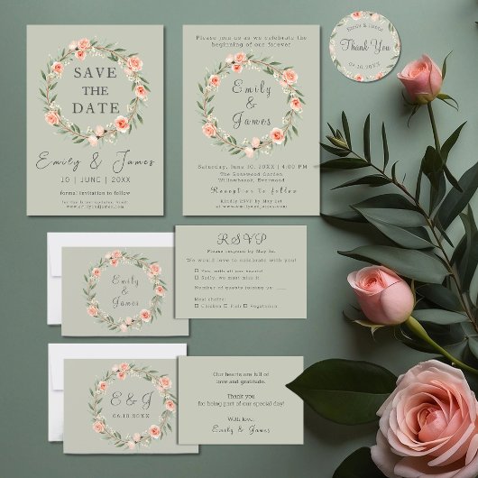 Grüner, romantischer Rose-Kranz Serviette