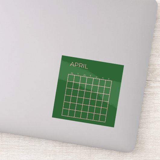 Grüner rosa April Undatierter Kalender der Organis Aufkleber (Detail)