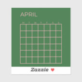 Grüner rosa April Undatierter Kalender der Organis Aufkleber (Blatt)