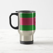 Grüner rosa Blumenkreis des Monogramms Reisebecher (Links)