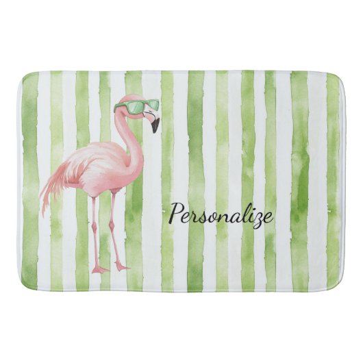 Grüner Rosa Flamingo Badematte (Vorderseite)
