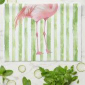 Grüner Rosa Flamingo Geschirrtuch (Gefaltet)