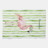 Grüner Rosa Flamingo Geschirrtuch (Horizontal)