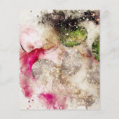 Grüner rosa Glitzer Aquarell Flyer (Hinten)