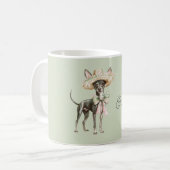 Grüner Rosa Hut Schleife Hund Kaffeetasse (Vorderseite Links)