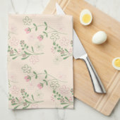 Grüner rosa tropischer Blumen Botanischer Frühling Geschirrtuch (Viertel Falte)