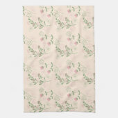 Grüner rosa tropischer Blumen Botanischer Frühling Geschirrtuch (Vertikal)