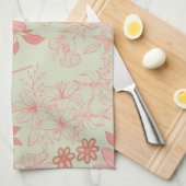 Grüner rosa tropischer Blumen Botanischer Frühling Geschirrtuch (Viertel Falte)