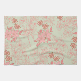 Grüner rosa tropischer Blumen Botanischer Frühling Geschirrtuch