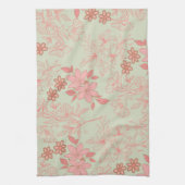 Grüner rosa tropischer Blumen Botanischer Frühling Geschirrtuch (Vertikal)