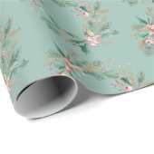 Grüner rosa Weihnachtskranz Geschenkpapier (Rolleneckpunkt)
