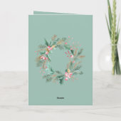 Grüner rosa Weihnachtskranz Karte (Rückseite)