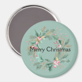 Grüner rosa Weihnachtskranz Magnet (Vorderseite/Rückseite)