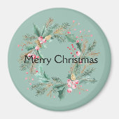 Grüner rosa Weihnachtskranz Magnet (Vorne)