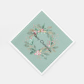 Grüner rosa Weihnachtskranz Serviette (Ecke)