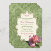 Grüner Rosengarten Damask 65. Geburtstag Einladung (Vorne/Hinten)