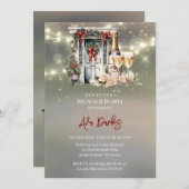 Grüner Roter Berry Dekor Light Brunch & Bubbly Einladung (Vorne/Hinten)