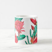 Grüner roter blühender Kaktusmuster Kaffeetasse (Mittel)