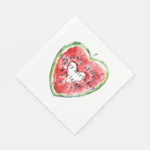 Grüner Roter Herz Wassermelone Geburtstag Serviette (Ecke)