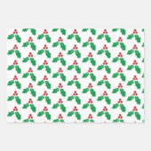 Grüner roter Holly-Schmuck Anhänger Geschenkpapier Set (Vorderseite)