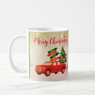 Grüner & roter LKW-Name Vintage 2002 Weihnachten Kaffeetasse