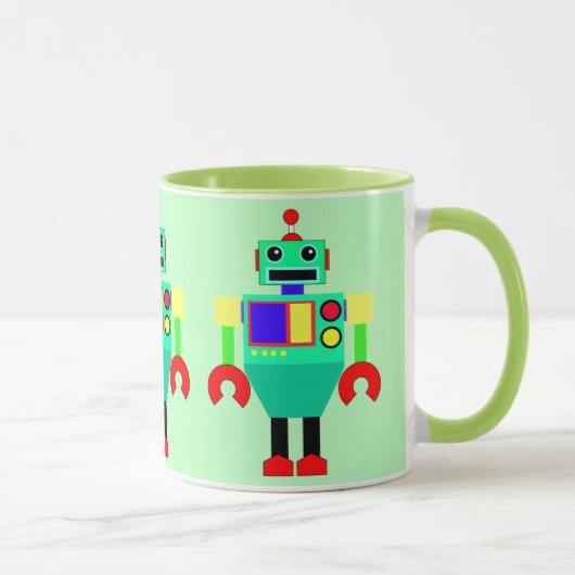 GRÜNER, ROTER UND GELBER ROBOTER TASSE (Rechts)