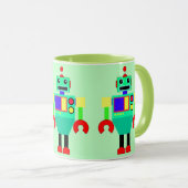 GRÜNER, ROTER UND GELBER ROBOTER TASSE (VorderseiteRechts)