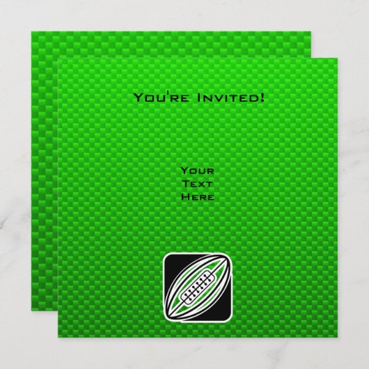 Grüner Rugby Einladung (Vorne/Hinten)