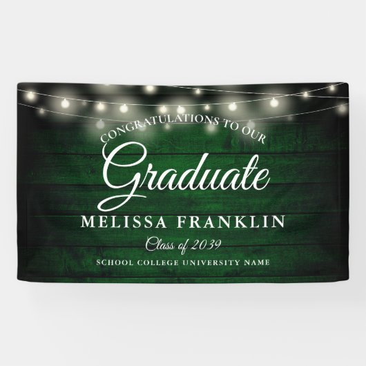 Grüner rustikaler Abschluss mit Holzsaitenleuchten Banner (Horizontal)