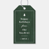 Grüner Rustikaler Baum Holzkorn-Weihnachtsgeschenk Geschenkanhänger (Vorderseite)