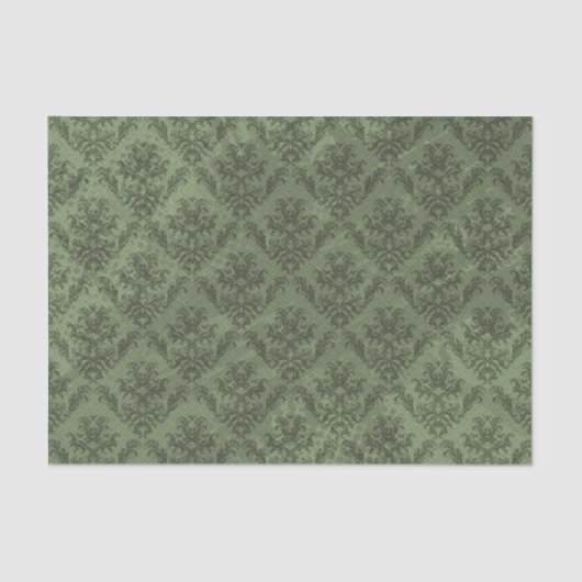 Grüner rustikaler Damast-Vintage Tapete Seidenpapier (Vorderseite)