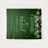 Grüner Rustikaler Foto Hochzeitsstand Wandteppich (Vorderseite (Horizontal))