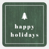 Grüner rustikaler Holzoptik-Weihnachtssticker Quadratischer Aufkleber (Vorderseite)