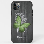 Grüner Rustikaler Schmetterling Personalisiert Case-Mate iPhone Hülle (Rückseite)