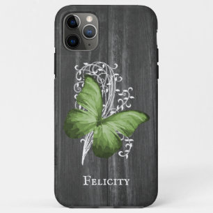 Grüner Rustikaler Schmetterling Personalisiert Case-Mate iPhone Hülle