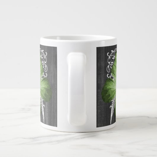 Grüner Rustikaler Schmetterling Personalisiert Jumbo-Tasse (Rückseite)