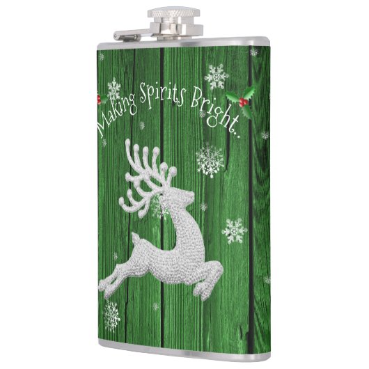 Grüner Rustikaler Weihnachtsbaum Flachmann (Links)