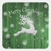 Grüner Rustikaler Weihnachtsbaum Quadratischer Aufkleber (Vorderseite)