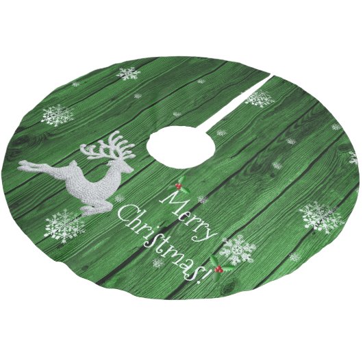 Grüner Rustikaler Weihnachtsbaumrock Polyester Weihnachtsbaumdecke (Schrägansicht)