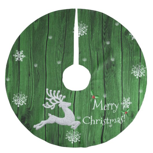 Grüner Rustikaler Weihnachtsbaumrock Polyester Weihnachtsbaumdecke (Vorderseite)