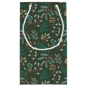 Grüner rustikaler Winter botanisch Kleine Geschenktüte (Rückseite)