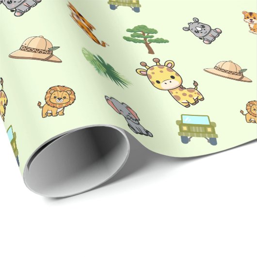 Grüner Safari-Geburtstag Geschenkpapier (Rolleneckpunkt)