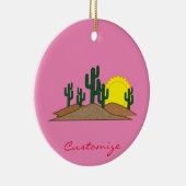 Grüner Saguaro-Kaktus-Wüsten-Sonnenaufgang Keramik Ornament (Rechts)