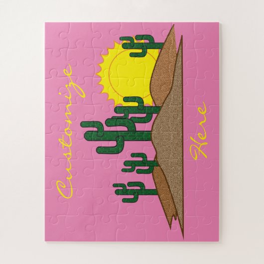 Grüner Saguaro-Kaktus-Wüsten-Sonnenaufgang Puzzle (Vertikal)